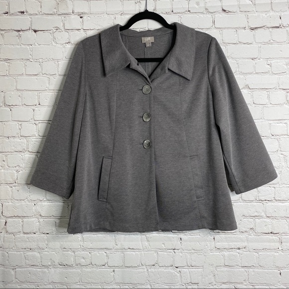 J Jill Gray 3/4 Sleeve Peacoat Jacket Large - Picture 3 of 10